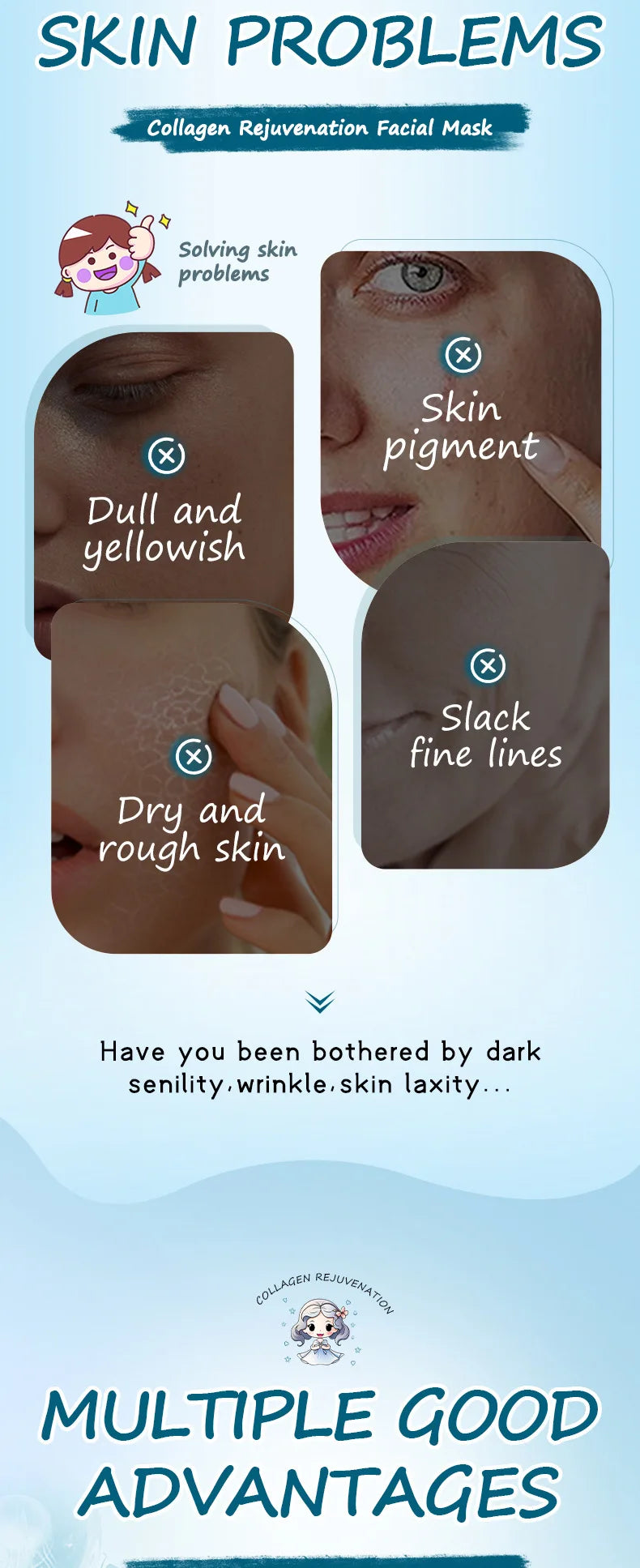 RUVIAA BEAUTY 10pcs Hyaluronic Acid Collagen Face Masks – Korean Skincare, Moisturizing & Hydrating