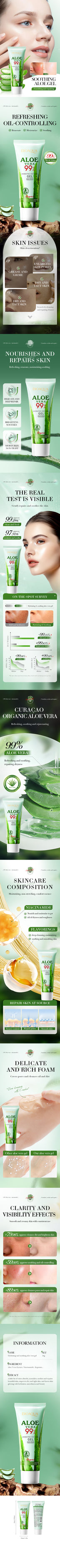 BIOAOUA Soothing Aloe Vera Gel For Face & Body Hydrating Moisturizing Repairing Sunburn Relief Acne Care For Sensitive Skin