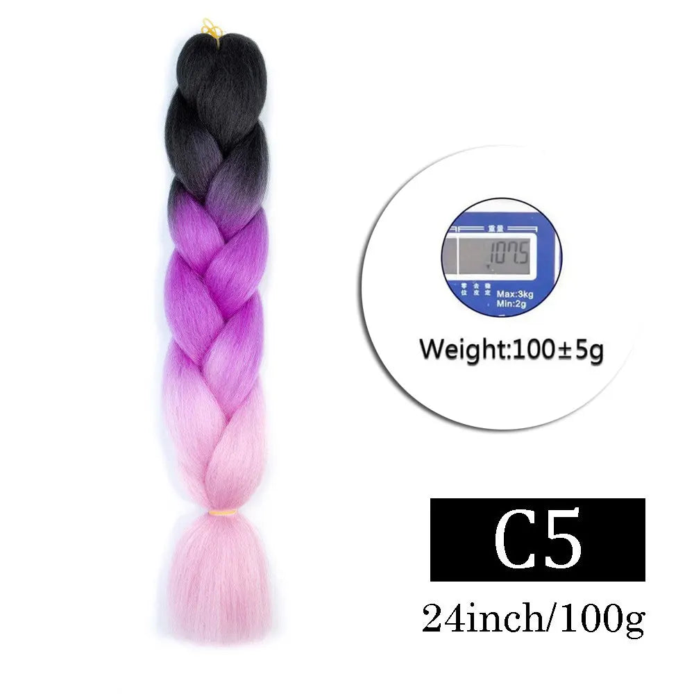 Synthetic Jumbo Braiding Hair Extensions for Kids Colored braiding Hair High Temperature Fiber Crochet Hair for Women Girls Box