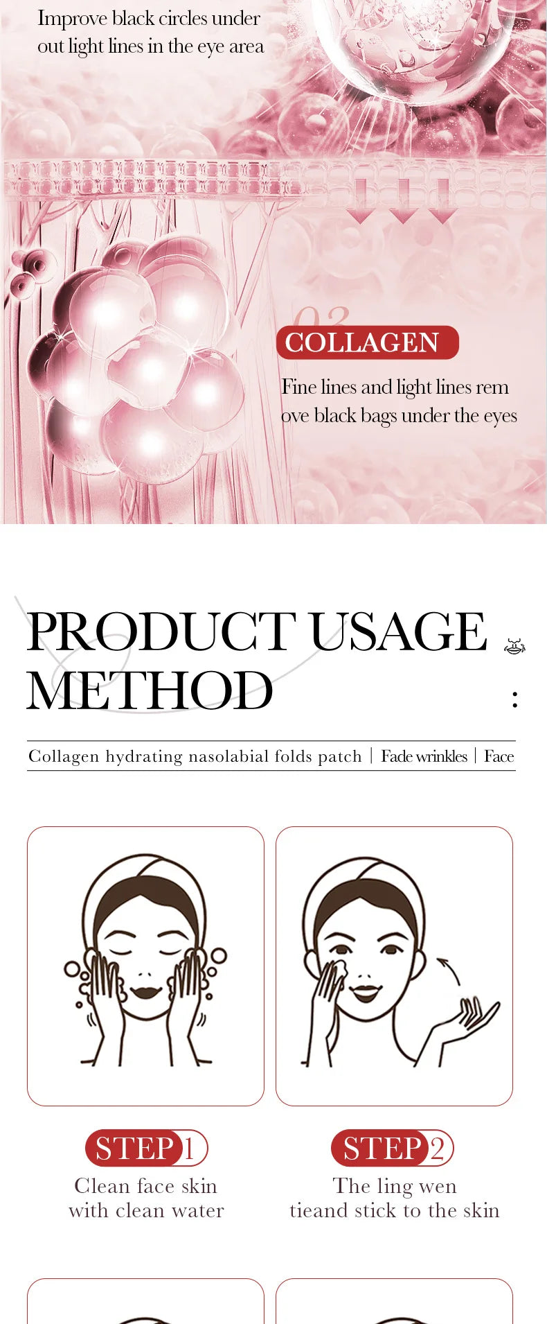 RUVIAA BEAUTY 10pcs Hyaluronic Acid Collagen Face Masks – Forehead, Eyes & Cheek Patches for Hydrating & Firming