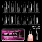 RUVIAA BEAUTY Luxury Soft Gel False Nail Tips – Semi-Matte Almond French Coffin Full Cover Extensions