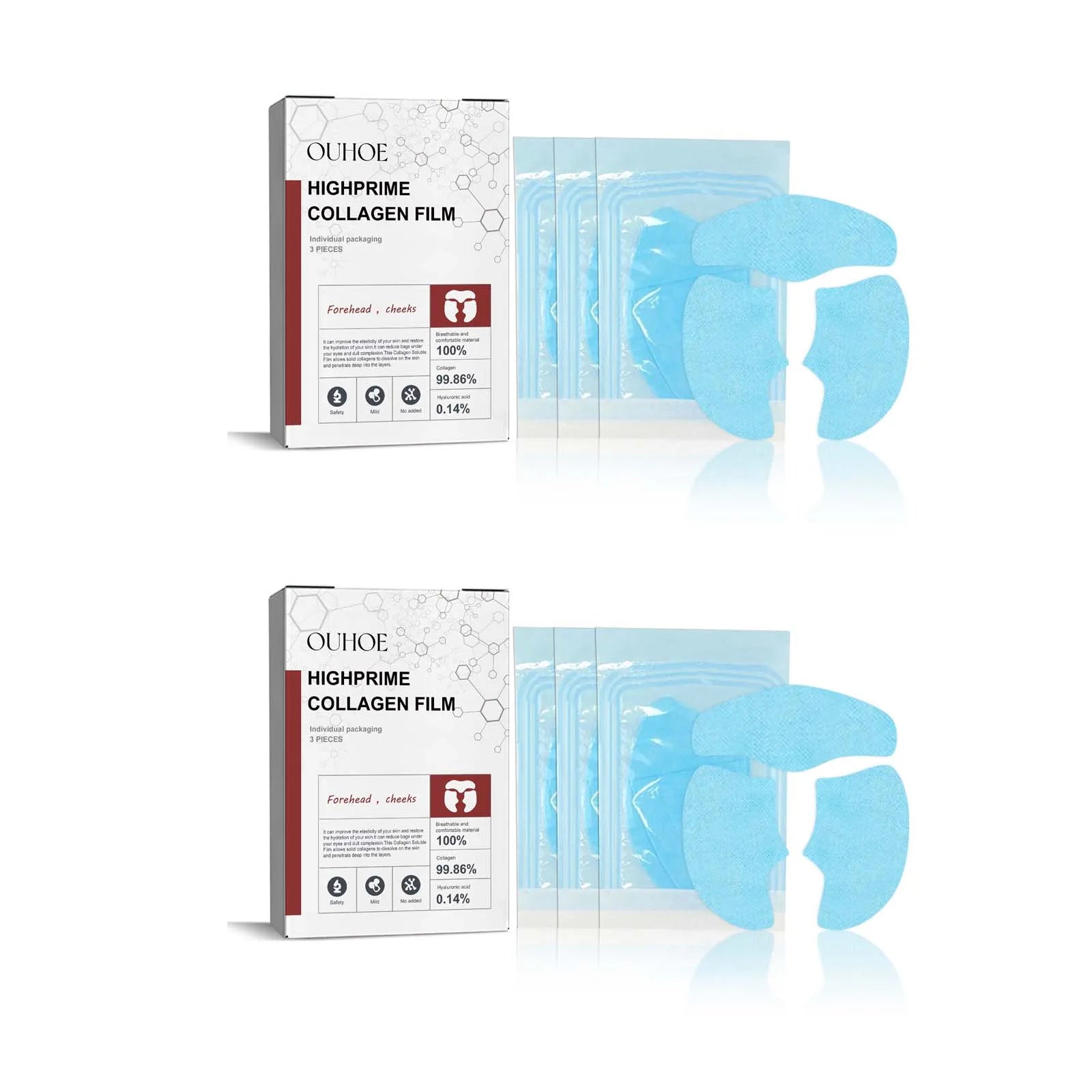 RUVIAA BEAUTY Collagen Membrane Facial Mask Set – Soluble Cheek & Forehead Patches for Smile Lines & Skin Tightening