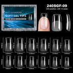 RUVIAA BEAUTY Luxury Soft Gel False Nail Tips – Semi-Matte Almond French Coffin Full Cover Extensions