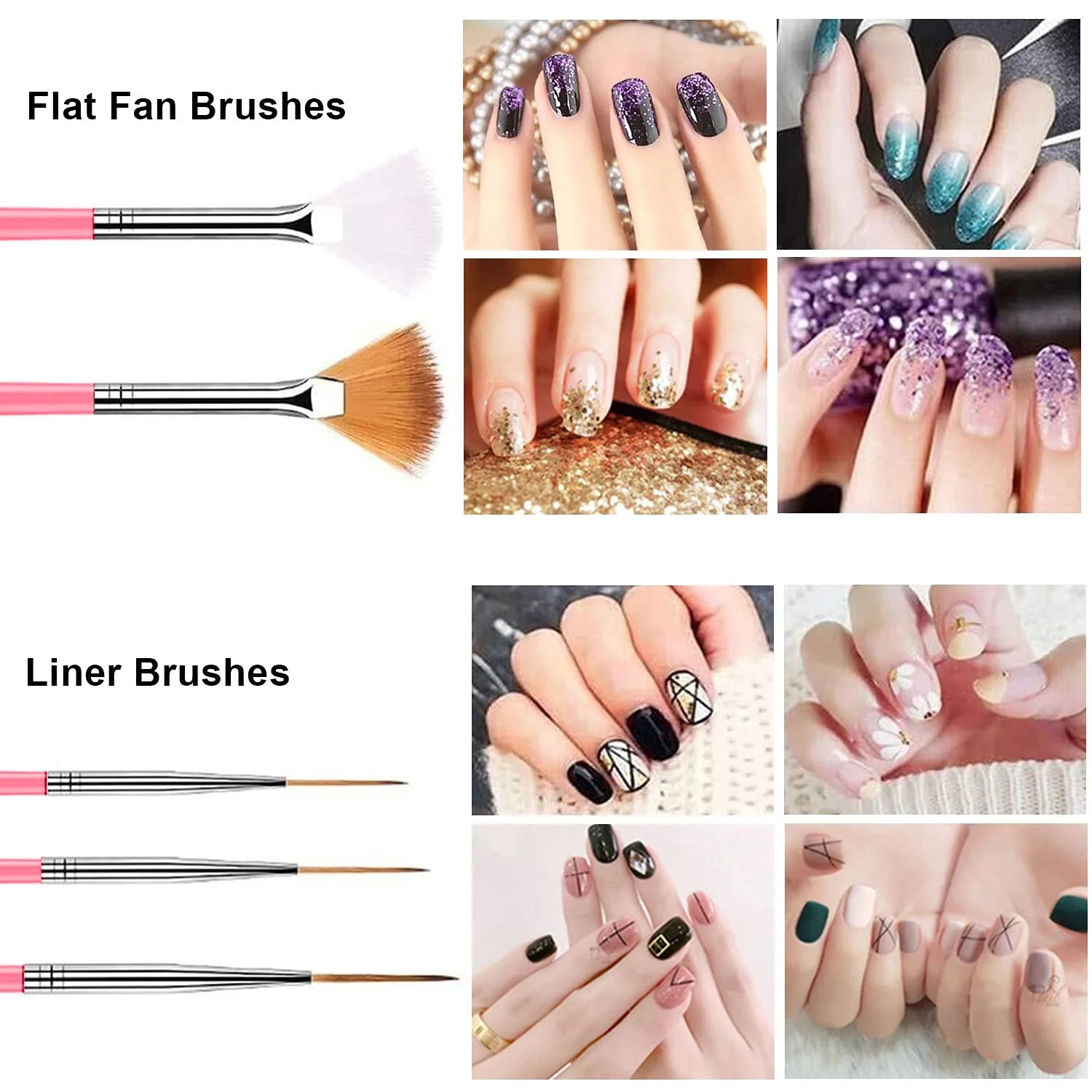 RUVIAA BEAUTY Professional Nail Art Brush Set | Premium Manicure Tools & Supplies for Nail Technicians