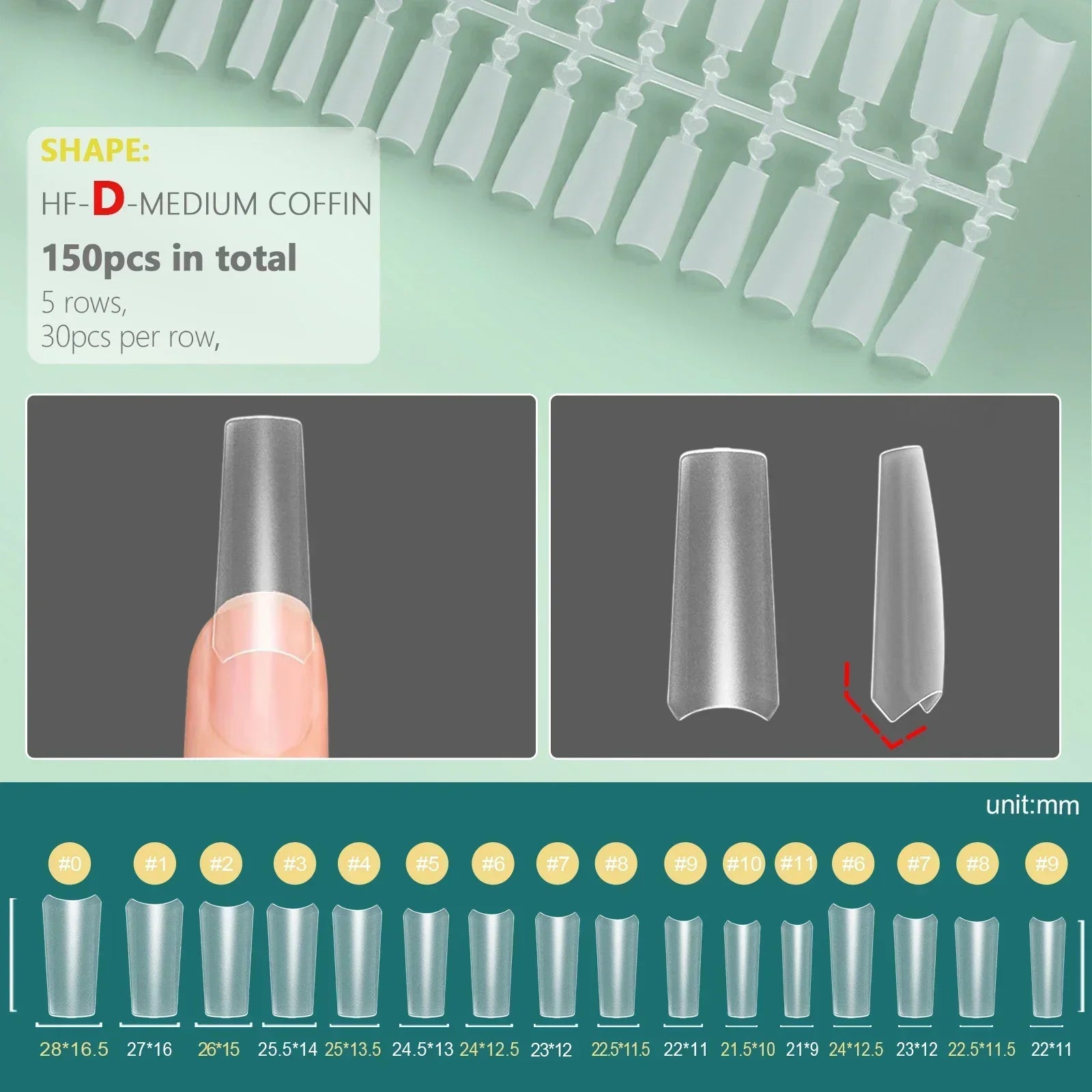 RUVIAA BEAUTY 150PCS Short Half Cover Matte Nail Tips 12 Sizes