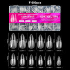 RUVIAA BEAUTY Luxury Soft Gel False Nail Tips – Semi-Matte Almond French Coffin Full Cover Extensions