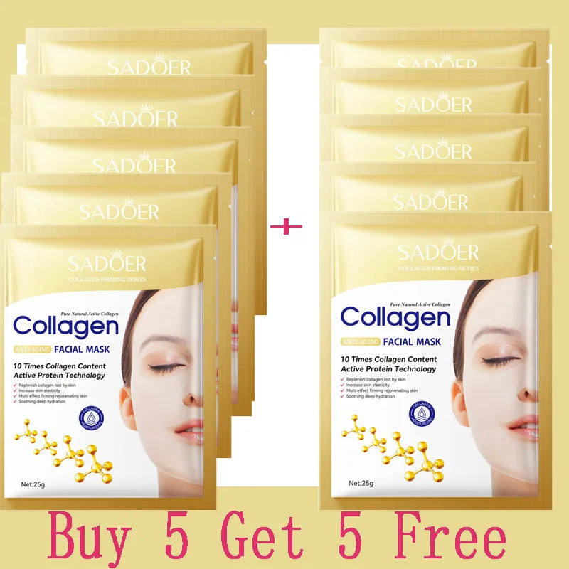 RUVIAA BEAUTY 10PCS Collagen Anti-Wrinkle Facial Mask – Anti-Aging, Firming & Brightening Skincare