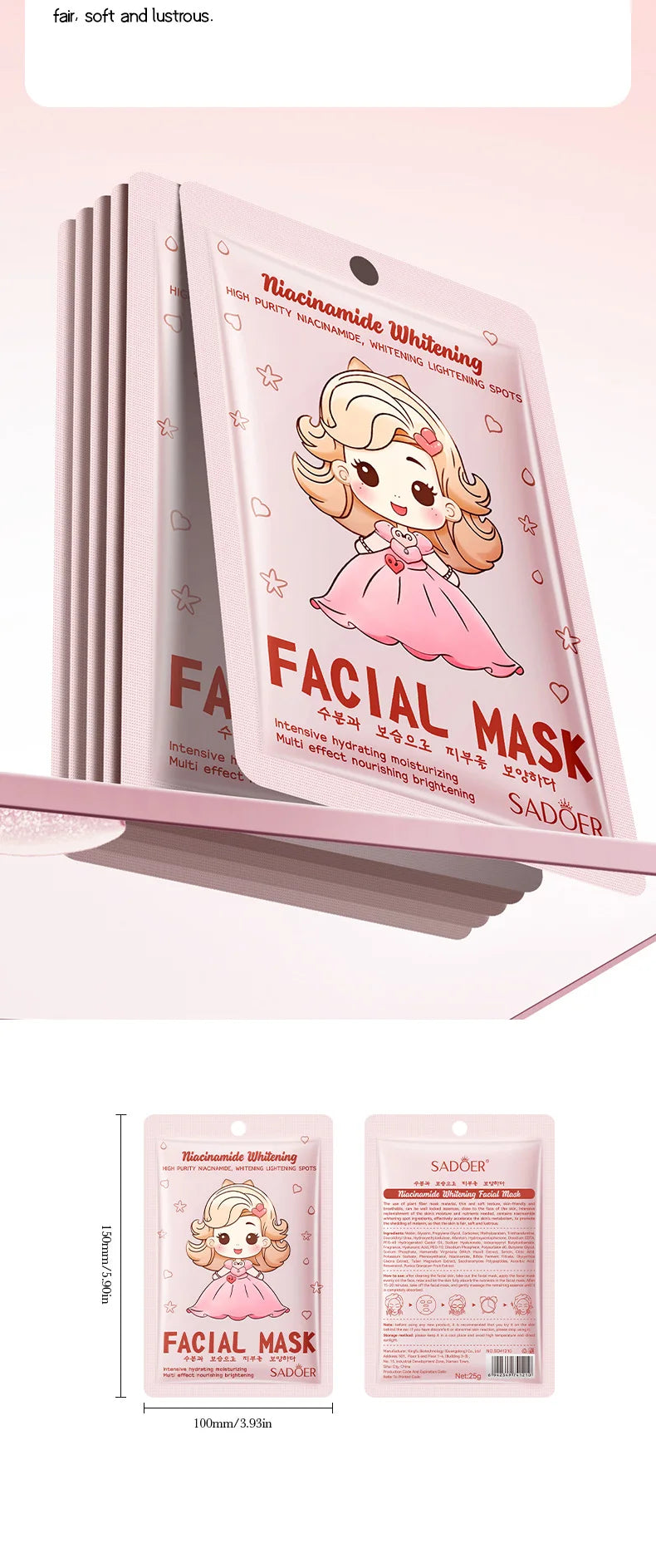 RUVIAA BEAUTY 10pcs Hyaluronic Acid Collagen Face Masks – Korean Skincare, Moisturizing & Hydrating