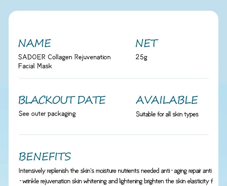 RUVIAA BEAUTY 10pcs Hyaluronic Acid Collagen Face Masks – Korean Skincare, Moisturizing & Hydrating