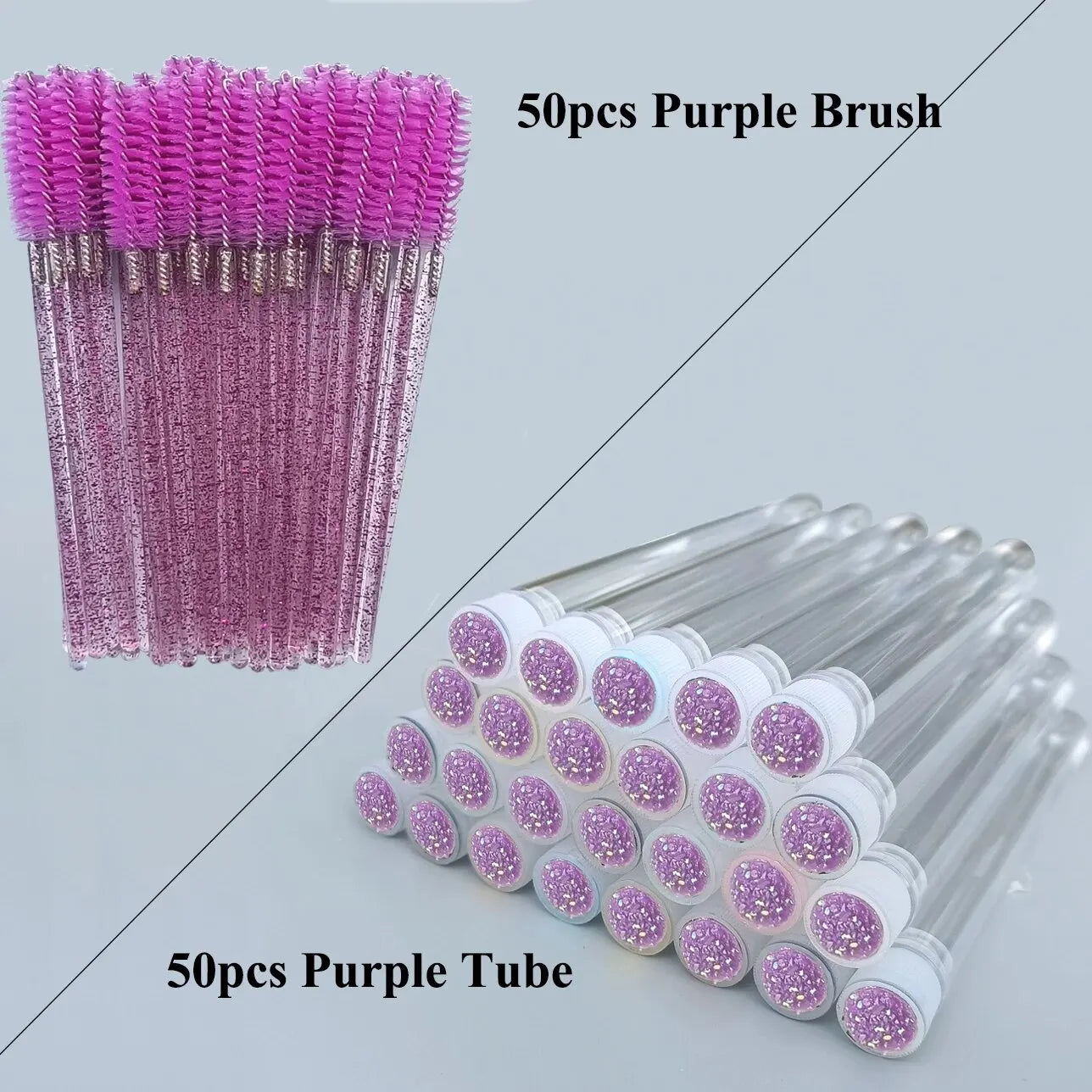 50Pc Reusable Eyebrow Brush Tube Eyelash Brush Eyebrow Brush Replaceable Dust-proof Sparkling Diamond Makeup Brush
