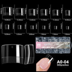 RUVIAA BEAUTY Luxury Soft Gel False Nail Tips – Semi-Matte Almond French Coffin Full Cover Extensions