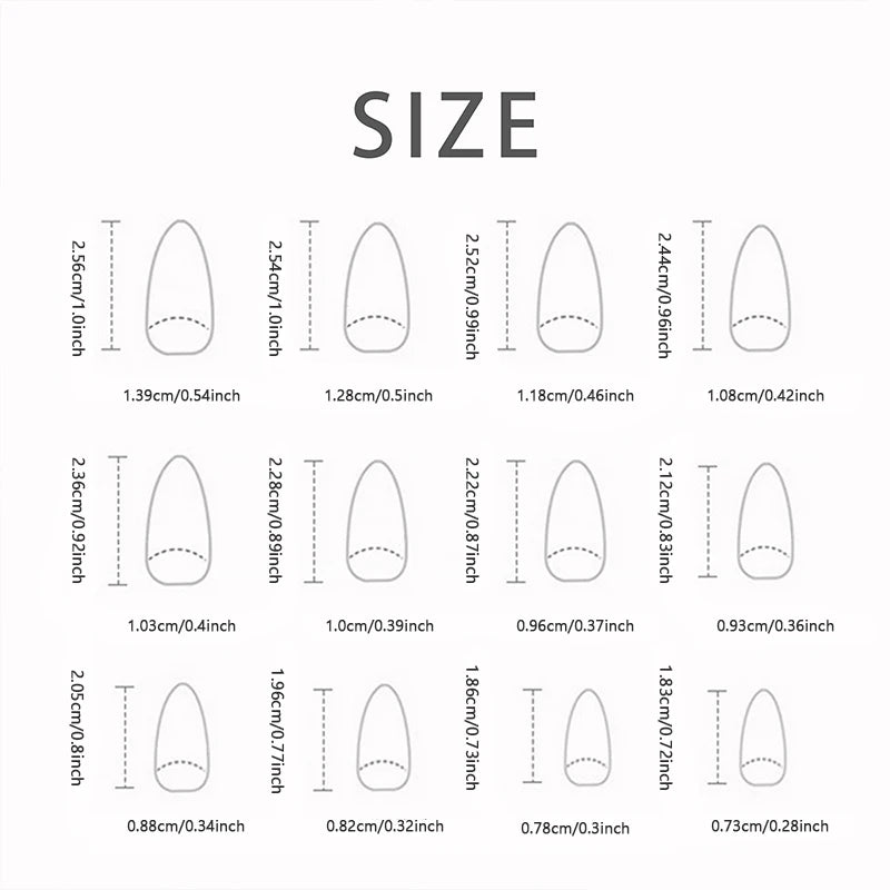 RUVIAA BEAUTY 24PCS Long French Heart Gold Thread Press-On Nails