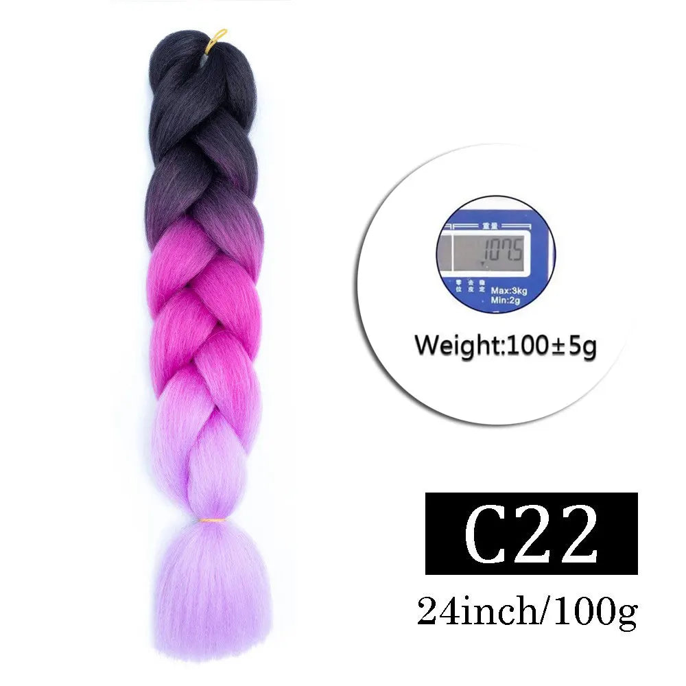 Synthetic Jumbo Braiding Hair Extensions for Kids Colored braiding Hair High Temperature Fiber Crochet Hair for Women Girls Box