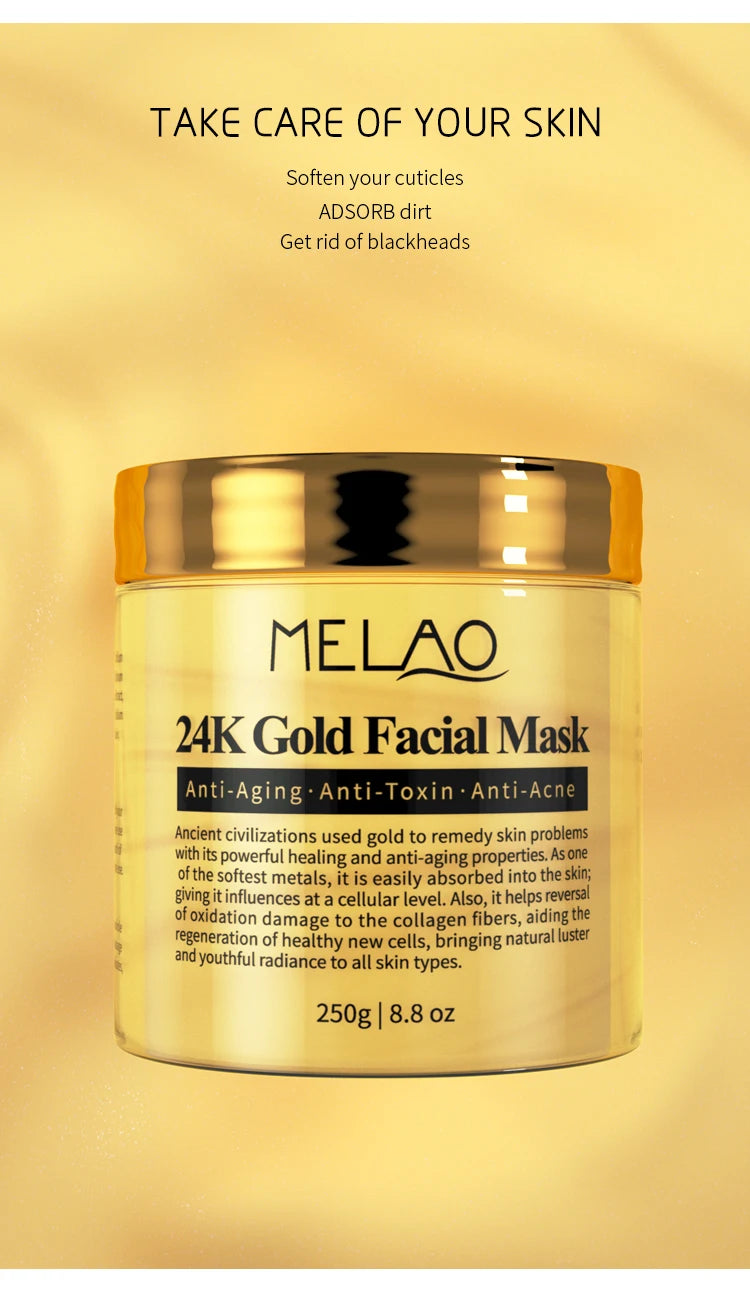RUVIAA BEAUTY 24K Gold Face Mask – Collagen Moisturizing & Rejuvenating Facial Skin Care