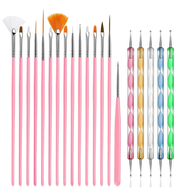 RUVIAA BEAUTY Professional Nail Art Brush Set | Premium Manicure Tools & Supplies for Nail Technicians