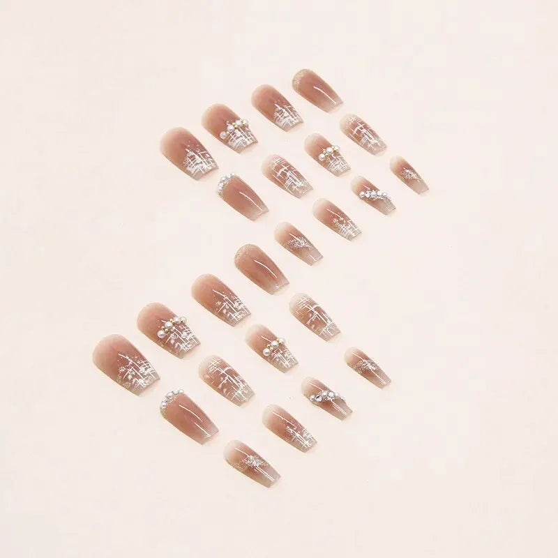 RUVIAA BEAUTY Short French Pearl Press On Nails 24pcs Set
