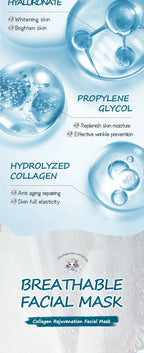 RUVIAA BEAUTY 10pcs Hyaluronic Acid Collagen Face Masks – Korean Skincare, Moisturizing & Hydrating