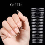 Ruviaa Beauty 120PCS Short Almond Oval Press-On Nails – Full Cover French Ballerina Fake Nail Tips