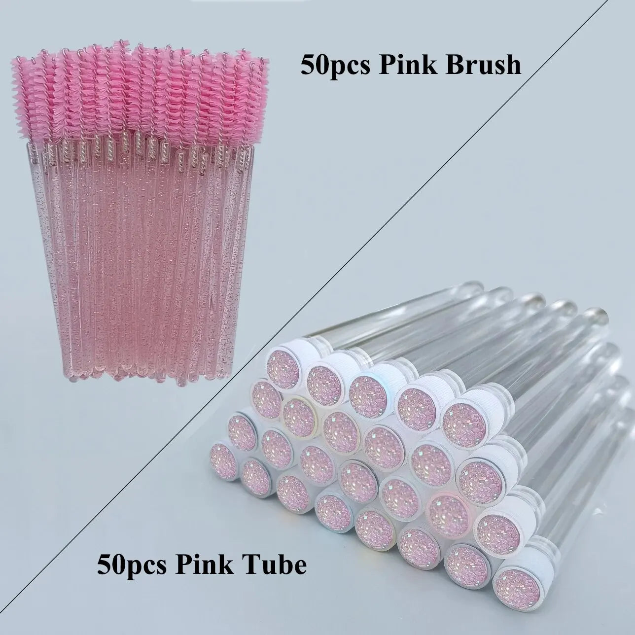 50Pc Reusable Eyebrow Brush Tube Eyelash Brush Eyebrow Brush Replaceable Dust-proof Sparkling Diamond Makeup Brush