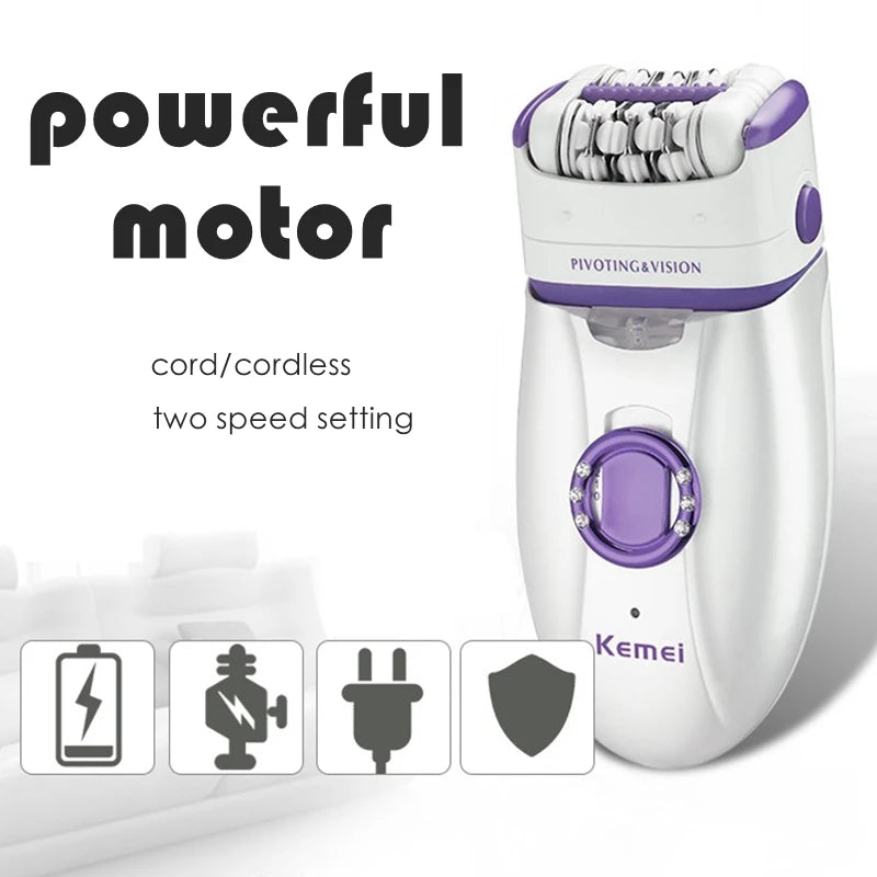 RUVIAA BEAUTY Kemei 1981 | 3-in-1 Epilator, Shaver & Callus Remover