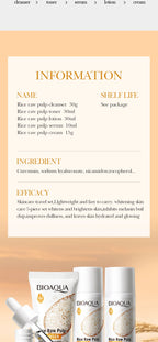 Rice Puree Skin Care Set & Soap Whitening Brighten Hydrating Moisturize  facial cleanser+toner+essence+lotion+cream skincare