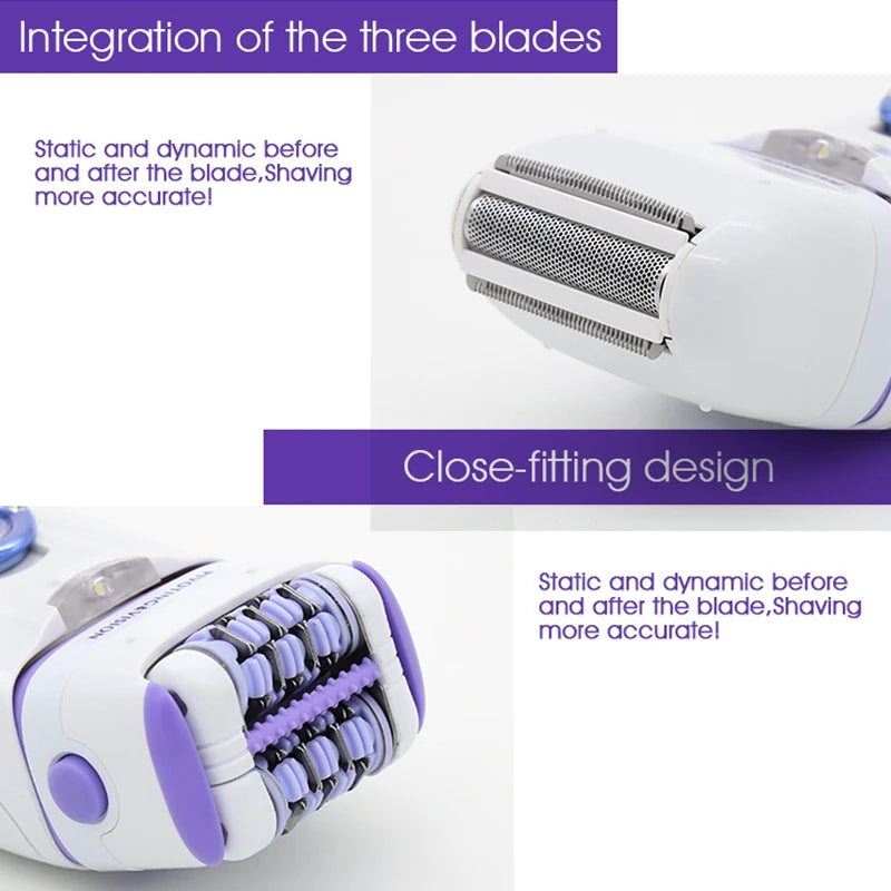 RUVIAA BEAUTY Kemei 1981 | 3-in-1 Epilator, Shaver & Callus Remover
