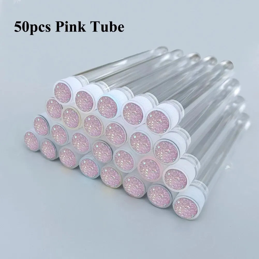 50Pc Reusable Eyebrow Brush Tube Eyelash Brush Eyebrow Brush Replaceable Dust-proof Sparkling Diamond Makeup Brush