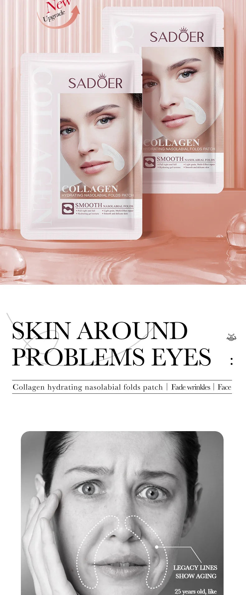 RUVIAA BEAUTY 10pcs Hyaluronic Acid Collagen Face Masks – Forehead, Eyes & Cheek Patches for Hydrating & Firming